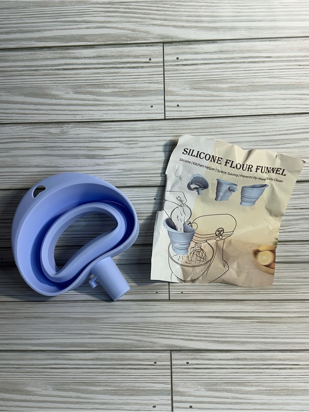 Silicone Flour Funnel for KitchenAid mixer 4.5-5qt - Light blue